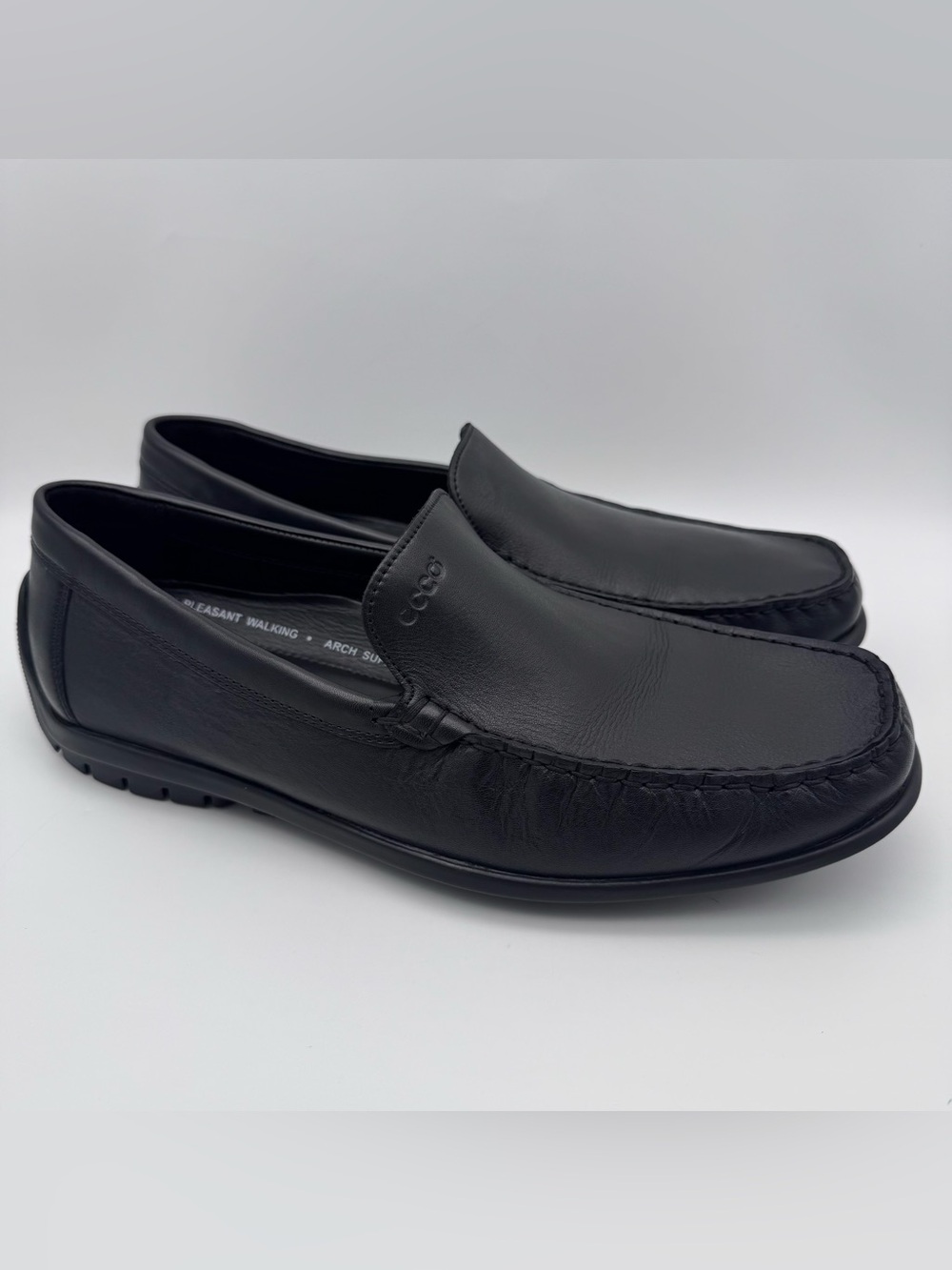 ECCO Classic Moc Loafers Black Leather Driving Shoes Men 43 US 9 9.5 Comfort
